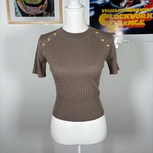 Issey Miyake Taupe Sweater Top